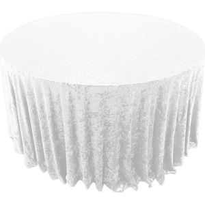 Manteles de terciopelo blanco lisos de poliéster de 120 " / 132" personalizados al por mayor manteles redondos para fiesta de boda - Product Image 1