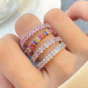 Anillos de Banda Ovalados de Eternidad con Circonita Cúbica Brillante, Chapados en Oro de 18K, Precio de Fábrica, Venta al por Mayor, Regalo para Mujer - Product Image 4