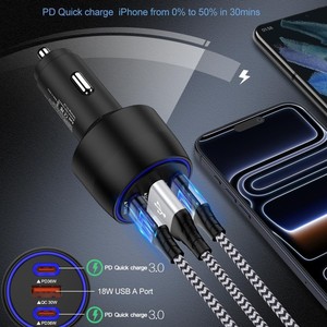 ที่ชาร์จแบตในรถ 36W PD ชาร์จเร็ว พอร์ต USB C คู่ 12-24V โครงอะลูมิเนียมอัลลอยด์ สำหรับอุปกรณ์พกพา - Product Image 3