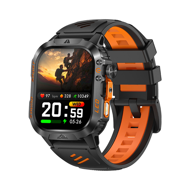 Cheap Long Battery Life Smart Watch HT46, 1200mAh Battery Zinc Alloy Case IP68 Waterproof Custom Faces LED Flashlight