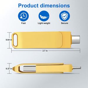 แฟลชไดรฟ์ USB2.0/3.0 แบบหมุนได้ 2in1 ความเร็วสูง OTG ขายส่ง รับทำโลโก้ 8-128GB สำหรับสมาร์ทโฟน ตัวเรือนโลหะ - Product Image 3