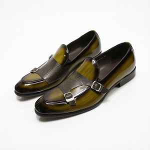 รองเท้าหนังแท้แบบ Monk Strap สำหรับผู้ชาย หัวแหลม ปิดด้วยหัวเข็มขัด สีพื้น เหมาะสำหรับใส่ทำงาน ใส่ได้ทุกฤดู - Product Image 1