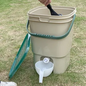 Biodegradable Compost Bins Household 15L Compost Bucket Bokashi Plastic Kitchen Compost Bin With Strainer