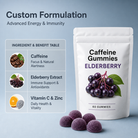 Gummies à la caféine OEM avec sureau et zinc pour la concentration et le soutien immunitaire |   60 unités en vrac sous marque privée