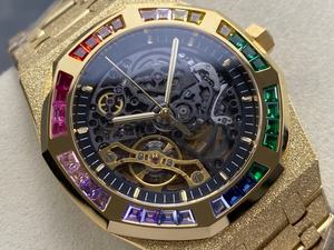 Reloj Mecánico de Buceo de Lujo, Super Calidad, Resistente al Agua, 41mm, Fábrica THB, Movimiento 3132, 15412, Esqueleto con Gemas Doradas - Product Image 2