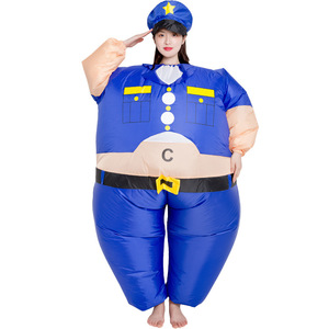 Mascotte Cosplay di Halloween della polizia stradale dei costumi gonfiabili dell'uniforme blu dei poliziotto adulti del Costume della mascotte - Product Image 1