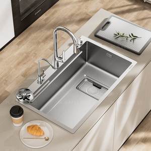 Fregadero de Cocina Grande de Acero Inoxidable con Escurridor de Doble Capa para el Hogar - Product Image 1