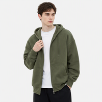 Vente en gros de sweats à capuche zippés en coton polaire 400gsm personnalisés Fabricants de sweats à capuche surdimensionnés et lourds pour hommes de haute qualité