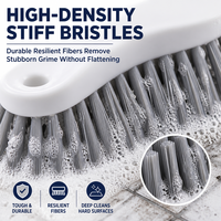 Brosse de nettoyage en forme de S avec manche ergonomique incurvé, poils rigides, pour salle de bain, carrelage, baignoire, buanderie