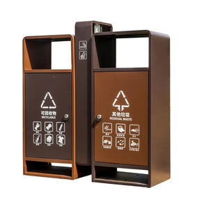 ถังขยะแยกประเภท2ชั้นกล่องผลไม้สแตนเลสถังเก็บขยะอนามัยกลางแจ้งสามารถปรับแต่งได้ตามต้องการ - Product Image 2