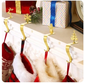 Soporte de calcetín de Navidad, soporte de calcetín de Navidad de Metal, ganchos dorados, plata, alce, muñeco de nieve, copo de nieve, decoraciones de árbol, Navidad para Mantel - Product Image 6