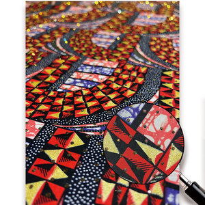 Tissu Wax Super Holland Le Plus Populaire 6 Yards 100% Coton Ankara Imprimé avec Pierres pour Fête Africaine - Product Image 5