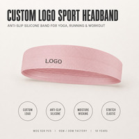 Bandeau de sport antidérapant personnalisé avec logo, en silicone, absorbant la transpiration, élastique, pour yoga et gym, vente en gros