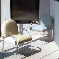 Chaise de salle à manger moderne en acrylique transparent, fauteuil rembourré en velours blanc avec dossier arqué, pour salon et chambre à coucher