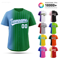 Maillot de baseball personnalisé grande taille de haute qualité, rayures intégrales, design dégradé asymétrique, 100 % polyester, séchage rapide, respirant