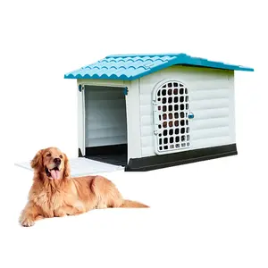 Hot Selling Blue Grey Hund Animal Yard House Zwinger Wasch bar und einfach zu installieren Kunststoff große große Katze Hundehütte mit Regenschutz