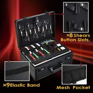 Custodia barbiere 6 tagliapiatti vassoio scorrevole Stylist parrucchiere cassetta degli attrezzi Trimmer Organizer metallo scatola di immagazzinaggio portatile valigia - Product Image 4