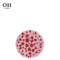 Assiette Plate de Luxe Rose en Porcelaine Fine Écologique pour la Maison et les Mariages, Motif Personnalisable, Assiette de Présentation