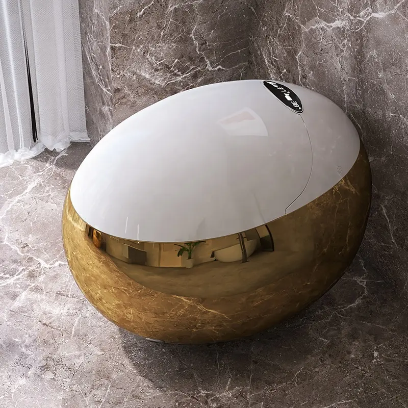 Запатентованный дизайн, индивидуальный позолоченный Овальный туалет, дизайнерский круглый умный трон для ванной комнаты, круглый золотой отделкой, высокотехнологичный Туалет