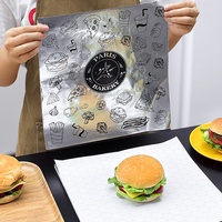 Papier d'emballage jetable anti-graisse pour hamburgers, sandwichs, burritos, papier alimentaire personnalisé imprimé pour la cuisson, la restauration rapide