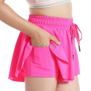 Pantaloncini sportivi fluenti per donne che corrono pantaloncini da Tennis a <span class=keywords><strong>farfalla</strong></span> per ragazze 2-in-1 a doppio strato comodi pantaloncini ad asciugatura rapida - Product Image 1