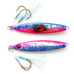 40g 60g 80g Fishing Tackle Luminous Slow Jig Fishing Bait With Double Strong Assist Hooks Fishing Metal Jig Lures