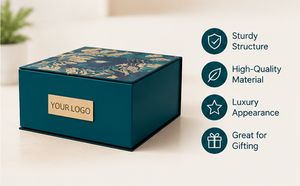 Caja de Regalo Magnética Rígida Personalizada, con Diseño Floral Dorado de Lujo, Estructura Resistente para Joyería, Regalos - Product Image 2