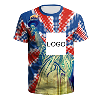 USA T-shirt Fourniture d'usine Drapeau américain Logo personnalisé Polyester T-shirt fin et confortable pour l'activité