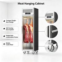 Réfrigérateur vertical vitrine à viande à porte vitrée simple pour cuisine, présentoir à viande, réfrigérateur à viande suspendue pour restaurant