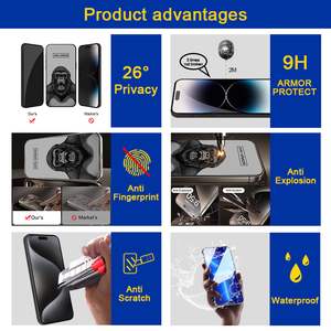 APEI <span class=keywords><strong>Gorilla</strong></span> 3X Protecteur d'écran privé en verre trempé renforcé à 26 degrés Anti-peep Privacy pour iPhone 15 16 17 Pro Max 16e - Product Image 2