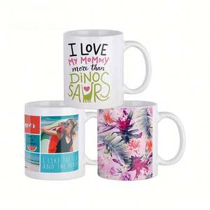 Tasses en céramique blanches de 11 oz avec anse, vaisselle droite, brillent dans le noir, vierges pour sublimation, mug à café - Product Image 1