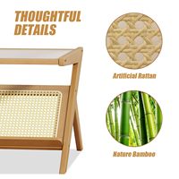 Combohome Table basse en bambou du milieu du siècle avec table d'extrémité en bambou moderne en rotin avec dessus en verre pour salon bureau