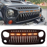 Modification de la calandre de voiture, calandre Rebel avec lumières, matériau ABS, installation facile pour Wrangler JK 07-17