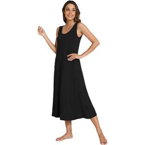 Camisón sin mangas personalizado para mujer, suave vestido largo de bambú y viscosa con bolsillos, ropa de dormir tipo camiseta. - Product Image 2