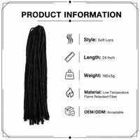 Extensions de cheveux synthétiques texturées faites à la main, noires unies, style faux locs au crochet, légères, pour tresses naturelles féminines