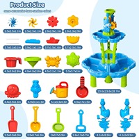 Table à eau à 3 niveaux pour tout-petits, centre d'activités extérieur pour sable et eau, ensemble de jouets de plage d'été à double couche pour le plaisir en plein air