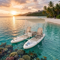 Bateau Catamaran SUP DWF à structure Drop Stitch personnalisée, modèle 2026, le plus vendu, avec auvent et sièges, idéal pour les loisirs aquatiques en famille sur le lac