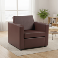 Fauteuil de salon en gros avec structure en bois massif, coussin en cuir PU, tissu imperméable, canapé individuel