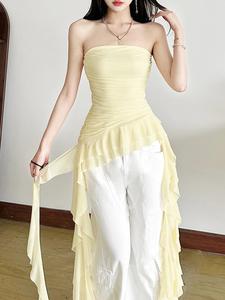 En Stock: Top Bandeau y Top Cola de Pez para Mujer, Camiseta Corta Linda con Tiras, Blusa Tejida Ecológica de Alta Calidad y Sexy - Product Image 1