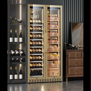 خزانة سيجار نبيذ أحمر بسعة كبيرة وذكاء بدرجة حرارة ثابتة ، خزانة مزدوجة بباب ذهبي مع تقنية ورنيش - Product Image 6