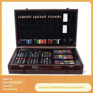 Lot <span class=keywords><strong>de</strong></span> 140 crayons <span class=keywords><strong>de</strong></span> peinture à l'huile non collants en boîte en bois pour enfants – Ensemble <span class=keywords><strong>de</strong></span> crayons <span class=keywords><strong>de</strong></span> couleur pour l'art et la peinture - Product Image 2