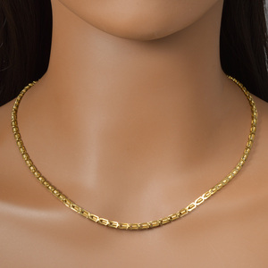 Collier fin en acier inoxydable plaqué or 18 carats pour femme, avec chaîne à maillons carrés creux et brillants, idéal pour les rendez-vous et les rassemblements. - Product Image 2