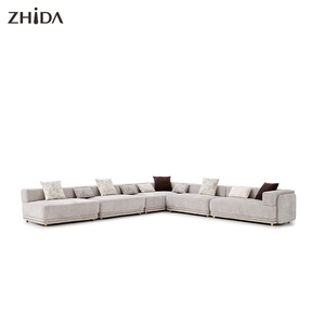 Sofá Modular Moderno en Forma de L con Base Dorada, Cojines Suaves, Mueble de Sala de Estar con Gran Espacio - Product Image 5