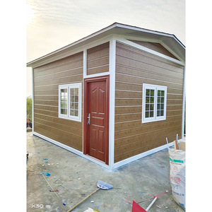 Casa de paneles sándwich, diseño moderno, villa móvil con puerta roja y ventanas blancas - Product Image 1