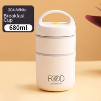 Boîte de rangement alimentaire et boîte à goûter en acier inoxydable 304 à double étage, isolée, hermétique, sans BPA, avec couvercle, récipient à lunch en métal