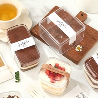 Récipient ovale transparent personnalisé en plastique PS/PP pour desserts tiramisu Boîte d'emballage de gâteaux pâtissiers avec couvercle