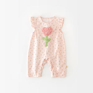 Baju Terusan Bayi Perempuan Musim Semi 100% Katun, Overall Bayi Baru Lahir Motif Bunga dengan Lengan Mengembang, Romper Kasual - Product Image 5