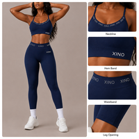 Ensemble de yoga 2 pièces pour femme avec logo personnalisé, soutien-gorge de sport et leggings taille haute, vêtements de sport pour l'entraînement, la remise en forme et la gym