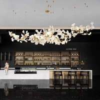 Lampe suspendue moderne en céramique Ginkgo Biloba décoration artistique lustre d'escalier éclairage pour salle à manger