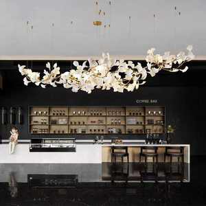 مصباح معلق حديث من السيراميك الجنكو بيلوبا ، ثريا درج للديكور الفني ، إضاءة لغرفة الطعام - Product Image 1